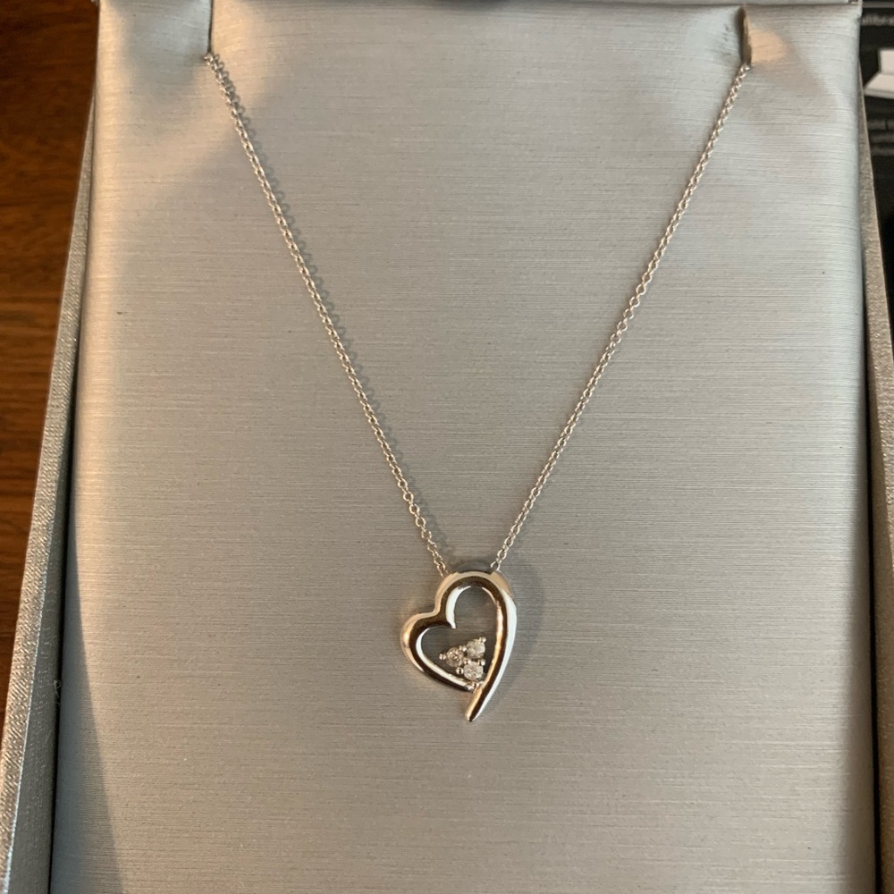 10kt White Gold Heart Diamond Charm with 14k Chain - zales necklace